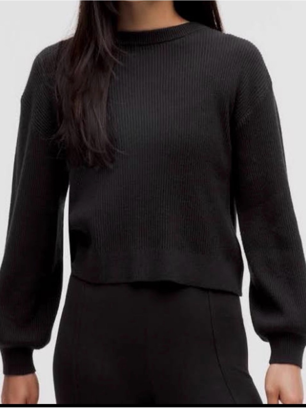 lululemon athletica Black Ribbed Crewneck Sweater